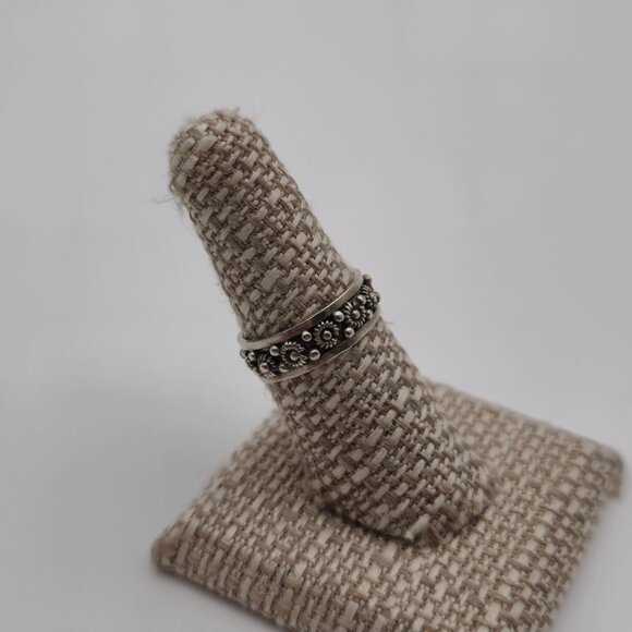 Size 7 Sterling Silver Tarnished Mexico Flower Style Ring A2536 - Picture 2 of 8